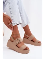 Dámské sandály na platformě s ozdobným detailem Béžové Nelira
