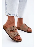 Dámské pantofle Khaki s přezkami Lee Cooper LCW-26-35-4451L