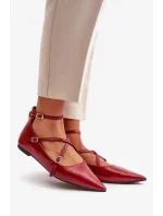 Baleríny Dámské S Špičatými Špičkami A Proplétajícími Se Pásky Bordové Violra