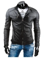 Pánská kožená bunda černá TX3247
