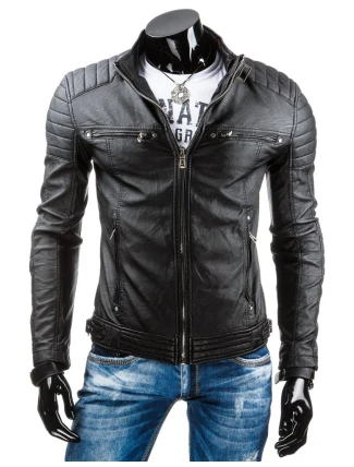 Pánská kožená bunda černá TX3247