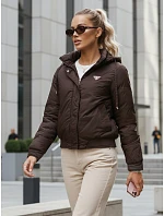 Dámská přechodná krátká bunda s odepínací kapucí hnědá FashionStreet TY5669