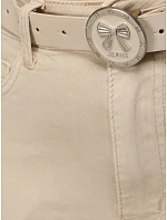 Dámské džínové kalhoty Mom Fit s páskem, béžové, FashionStreet UY3085