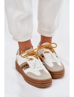 Dámské Tenisky Na Platformě S Dvojitým Šněrováním Leopardí Bílé Niteria