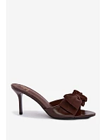 Dámské lodičky na podpatku s mašlí Čokoládové Jelessa