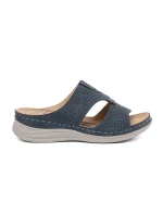 Jedinečné  nazouváky dámské modré na plochém podpatku