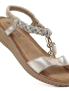 Dámské zlaté elastické sandály S.Barski KV61-6051