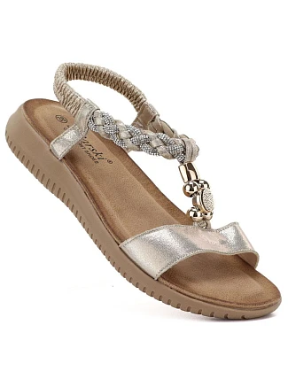 Dámské zlaté elastické sandály S.Barski KV61-6051