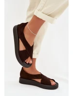 Dámské sandály Zazoo 3196 z přírodního semiše Čokoládové