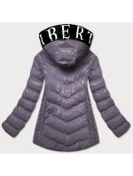 Šedá lesklá dámská bunda s ozdobnou podšívkou (xw810x)