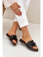 Zazoo 40381 Dámské Kožené Pantofle Na Plochém Podpatku Černé