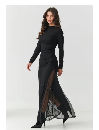 Dámské společenské dlouhé šaty M902 Černá - Makadamia Dámské společenské dlouhé šaty M902 Černá - Makadamia