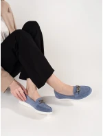 Zajímavé dámské  mokasíny modré platforma