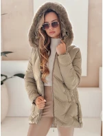 Dámská zimní bunda LOVEINSIDE prošívaná s kožešinou camel FashionStreet TY5051 Dámská zimní bunda LOVEINSIDE prošívaná s kožešinou camel FashionStreet TY5051