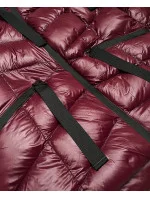 Krátká dámská zimní bunda v třešňové barvě (23066-7)