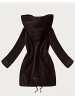 Čokoládová bunda z alpaky s kapucí (W214#)