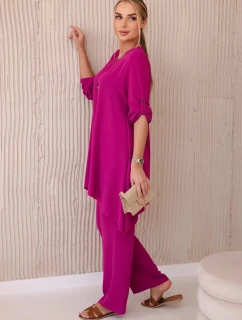 Sada halenky + kalhot s přívěskem tmavě fialová