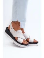 Zazoo 40256 Kožené Sandály Na Klinu Bílé