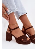 Dámské sandály na podpatku čokoládové Janelia