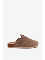 Dámské pantofle Chodaki Z Přírodního Semiše Vinceza 101332 Tmavě Béžové