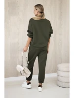 Komplet teplákové + kalhoty máslová látka khaki