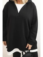 Dámská mikina s kapucí a véčkovým výstřihem Plus Size černá