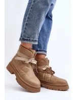 Dámské kotníčkové boty se šitím a šněrováním khaki Bizzanti Dámské kotníčkové boty se šitím a šněrováním khaki Bizzanti