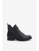 Zateplené dámské boty na plochém podpatku z eko kůže černé S.Barski HY42-716