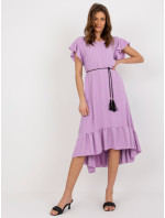 Světle fialové oversize šaty s volánem