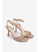 Dámské sandály na jehlovém podpatku s brokatem - zlaté Brisora