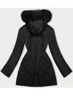 Černá oboustranná dámská prošívaná bunda - kožíšek (H-897-01)