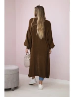 Svetr dlouhý kardigan čokoláda