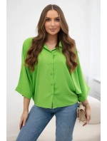Oversized halenka se zapínáním na knoflíky jasně zelená Oversized halenka se zapínáním na knoflíky jasně zelená
