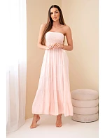 Dámské šaty z viskózy s elastickým vrškem pudrově růžové