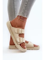 Lehké Pěnové Dámské Žabky S Sponami Big Star NN274A752 Béžové