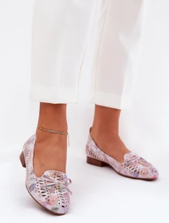 Děrované Baletky S Mašlí V Květinách Eko Semišové Multikolor Amepitrea