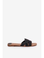 Ploché Dámské Pantofle S Proplétajícími Se Pásky Černé Selaenor