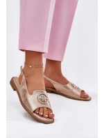 Dámské Sandály Na Plném Podpatku S Ozdobou S.Barski KV51-002 Růžové Zlato
