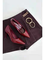 Lakované ekokůže dámské lodičky s špičatými nosy bordó Jadira