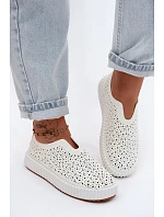 Otevřené Slip-On Boty Na Platformě Bílé Glamma