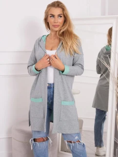 Dvoubarevná pelerína s kapucí 21679 mint+šedá - Kesi