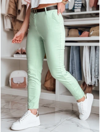 Dámské kalhoty slim fit s páskem LINESKA mint FashionStreet UY2574