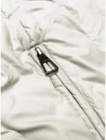 Dámská oversize bunda v barvě ecru s úpletovými rukávy Way Mode (MY0580)