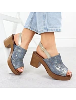 Dámské sandály na jehlovém podpatku denim gold M.Daszynski MR23126-7