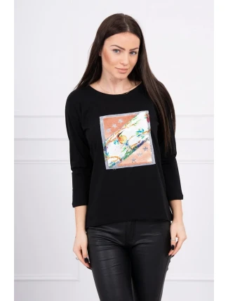 Halenka s 3D grafikou ptáka černá Halenka s 3D grafikou ptáka černá