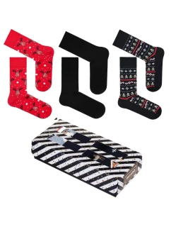 Vánoční sada pánských ponožek – 3 páry v dárkové krabičce