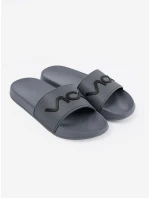 Klasické šedo-stříbrné dámské  nazouváky na plochém podpatku