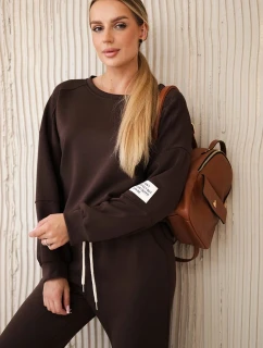 Komplet teplákové + kalhoty máslová látka hnědý