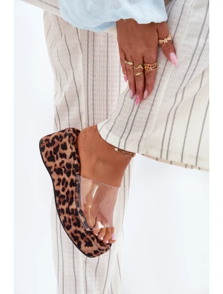 Dámské sandály s průhledným páskem na klíně panterka Meltiana