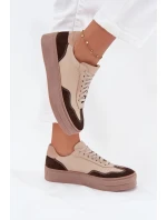 Kožené dámské tenisky na platformě Zazoo N1269S2 béžové